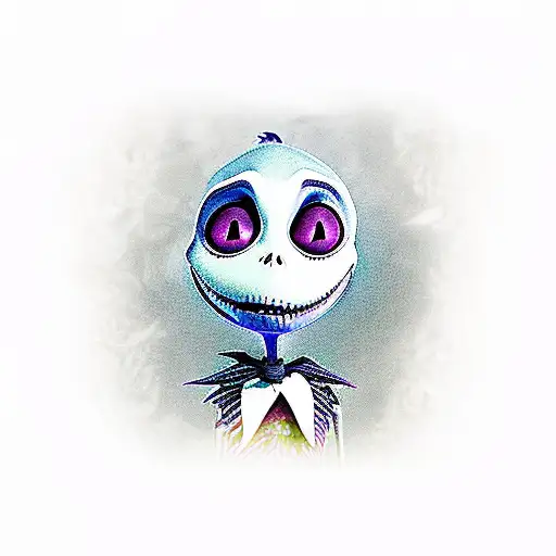 jack skellington standing next to beetlejuice and coraline tattoo design idea