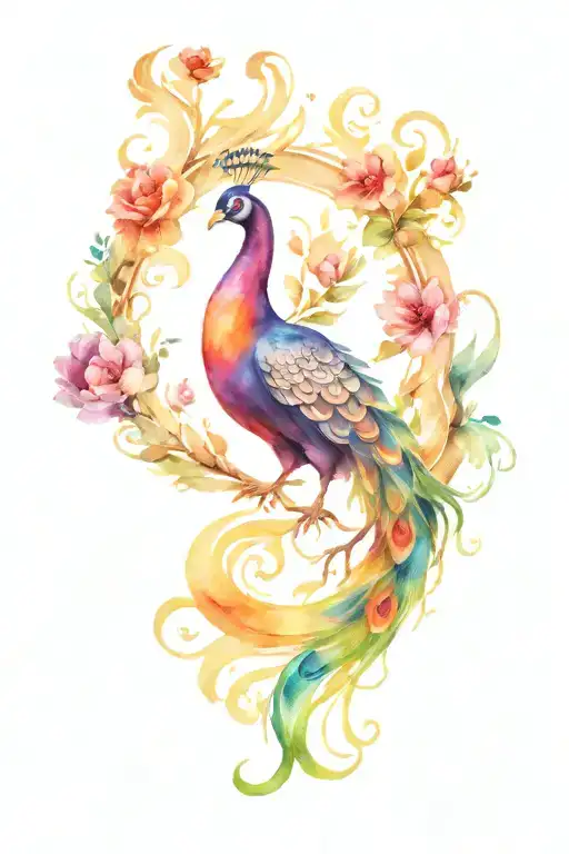 peacock phoenix tattoo design idea