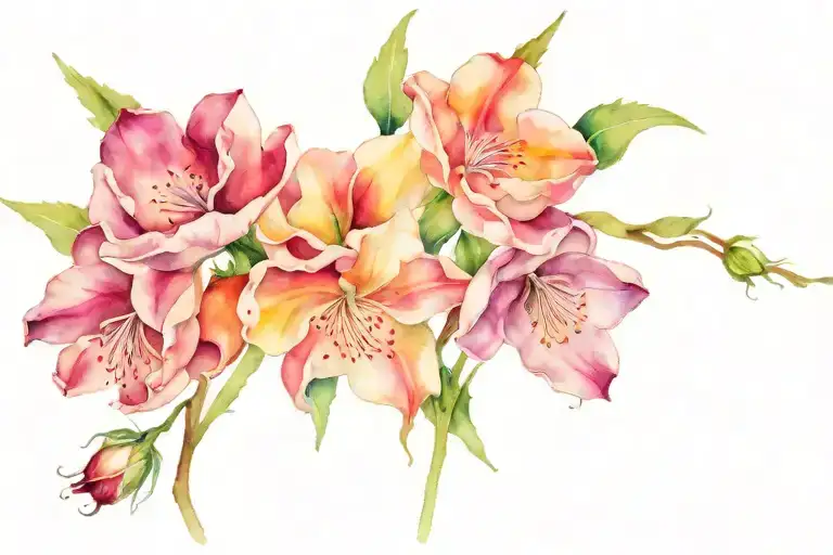 February, May, September, October birth flower intertwined tattoo design idea