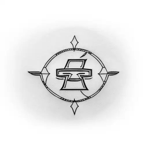 A tattoo of two people looking out into a cornfield with a Tesla logo on their clothing tattoo design idea