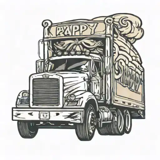 semi truck  with the name pappy on it  tattoo design idea