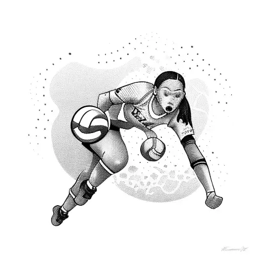 A volleyball player diving to save the ball tattoo design idea