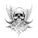Skull, Half Demon, Half Angel, Death, walking alone, fire tattoo design idea