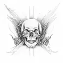 Skull, Half Demon, Half Angel, Death, walking alone, fire tattoo design idea