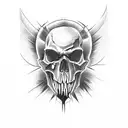 Skull, Half Demon, Half Angel, Death, walking alone, fire tattoo design idea