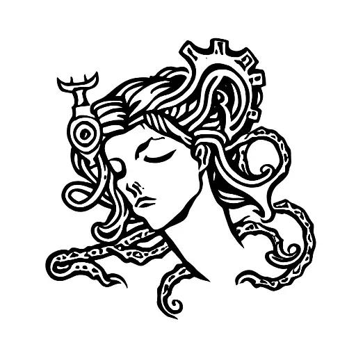 sword with medusa holding it spinal tattoo tattoo design idea