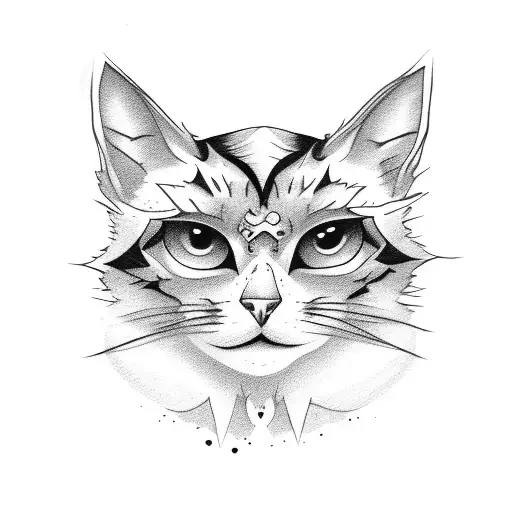 cartoon ghost cats tattoo design idea