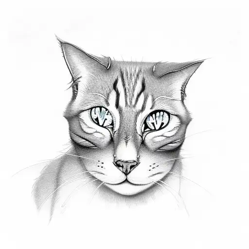 cartoon ghost cats tattoo design idea