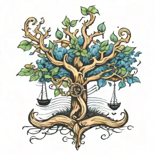 A family tree intertwined with nautical elements like anchors and ropes tattoo design idea