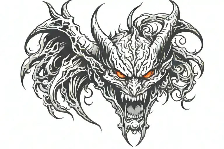 demon face tattoo design idea