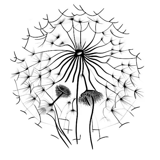 Dandelion with semi-colon for hip area tattoo design idea