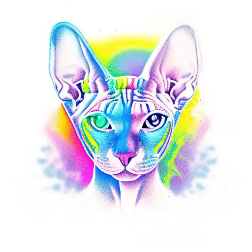 Colorful Sphynx tattoo design idea