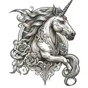 gothic evil  unicorn tattoo design idea