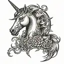 gothic evil  unicorn tattoo design idea