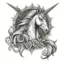 gothic evil  unicorn tattoo design idea