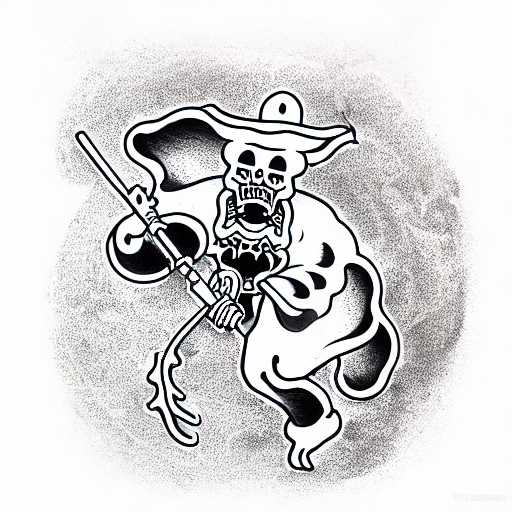 Popeyes biscuit grim reaper death tattoo design idea