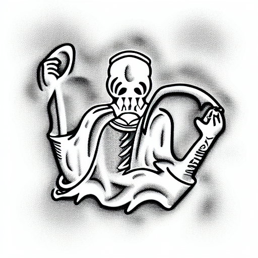 Popeyes biscuit grim reaper death allergy  tattoo design idea