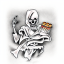 Popeyes biscuit grim reaper death allergy  tattoo design idea