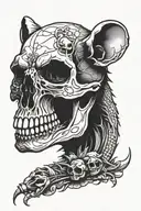 rat holding a skull tattoo design idea