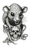 rat holding a skull tattoo design idea