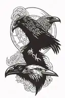 raven and wolf head tattoo design idea