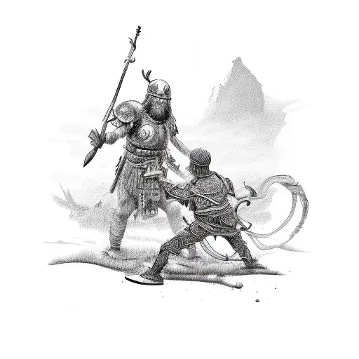 david and goliath tattoo design idea