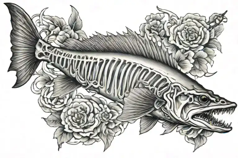 walleye skeleton tattoo design idea