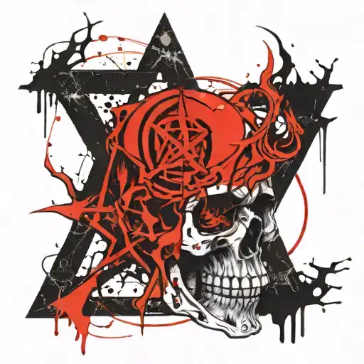 Pentagram skull evil blood tattoo design idea