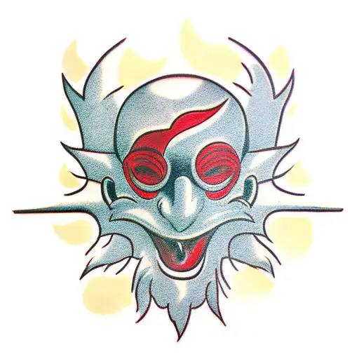 Tengu Mask Black and Red tattoo design idea