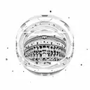 Roman Colosseum with celestial bodies as spectators tattoo design idea
