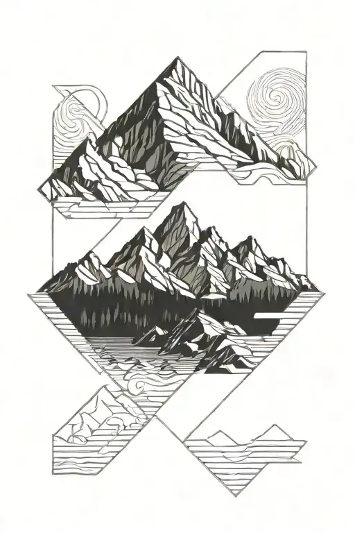 divine mountain range silhouette tattoo design idea