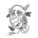 Floral arrangement with intertwined letter F tattoo design idea