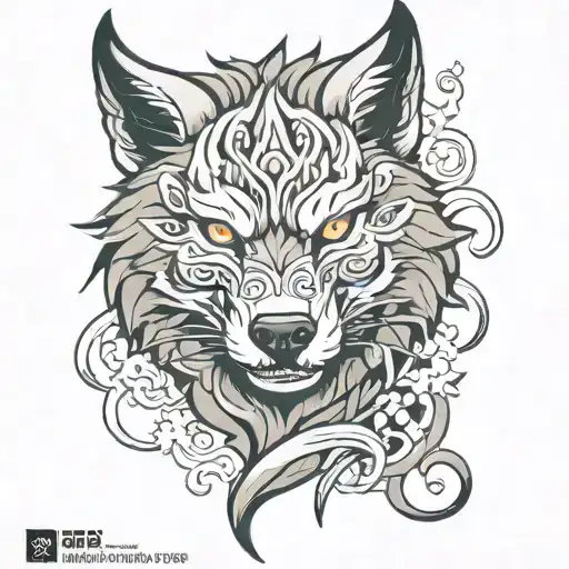 A tattoo design featuring a wolf character from DOTA in a traditional style tattoo design idea