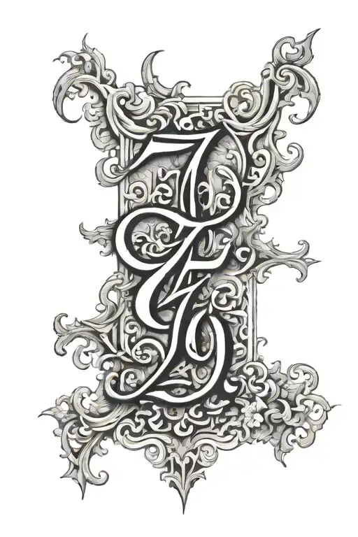 the equation 70X7 in old English font tattoo design idea