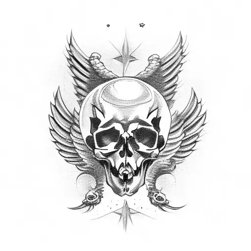 angel and devil skull gemini tattoo design idea