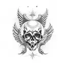 angel and devil skull gemini tattoo design idea