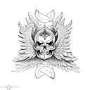 angel and devil skull gemini tattoo design idea