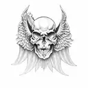 angel and devil skull gemini tattoo design idea
