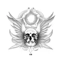 angel and devil skull gemini tattoo design idea