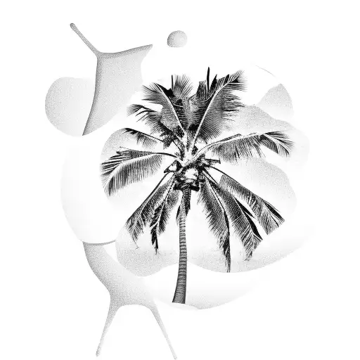 half leg beach tattoo with palm trees tattoo design idea