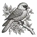 bird sitting on a branch  tattoo design idea