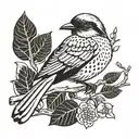 bird sitting on a branch  tattoo design idea
