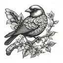 bird sitting on a branch  tattoo design idea