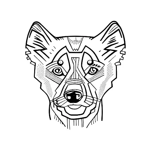 head of husky crossed with girl's head in lines tattoo design idea