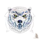 totem pole bald eagle, bear, wolf, owl, mountain lion  tattoo design idea