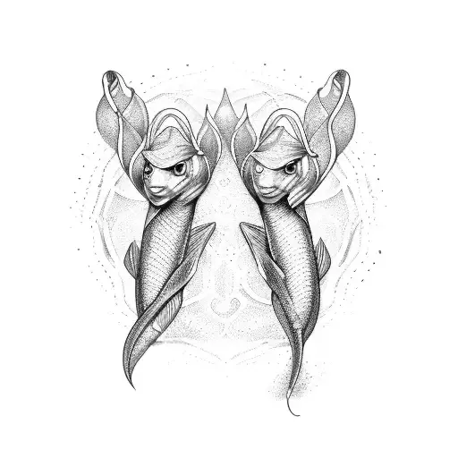 gemini and pisces tattoo design idea