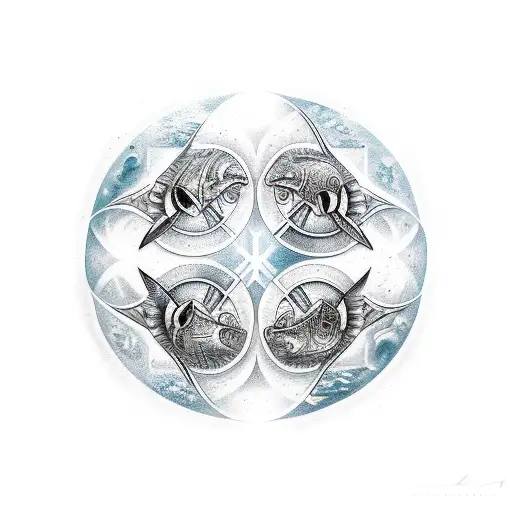  pisces surrounds gemini tattoo design idea