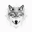 A futuristic coding scene with a wolf and eagle intertwined tattoo design idea