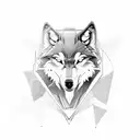A futuristic coding scene with a wolf and eagle intertwined tattoo design idea