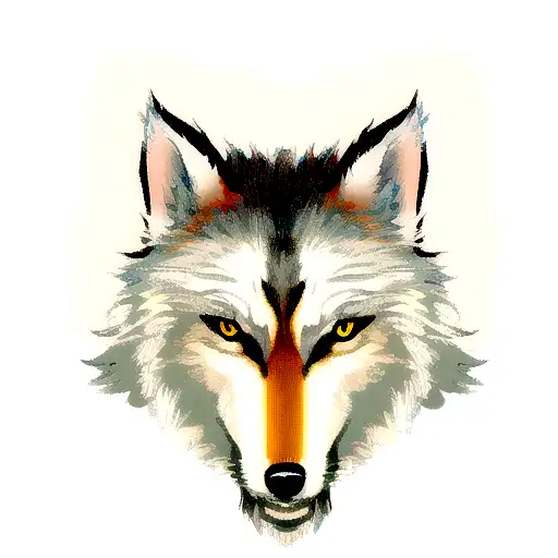 indian and wolf tattoo design idea
